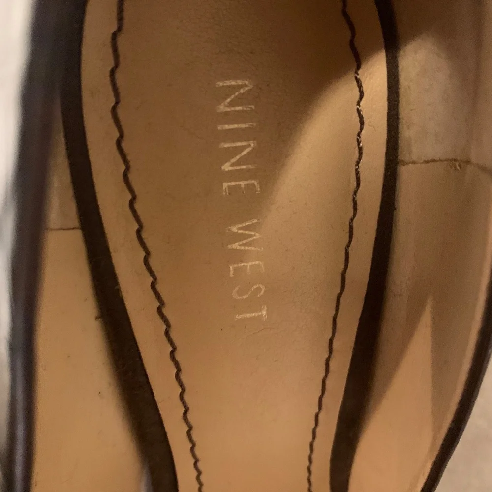 Nine West Brown Croc Print Leather Platform Pumps sz 8.5 M